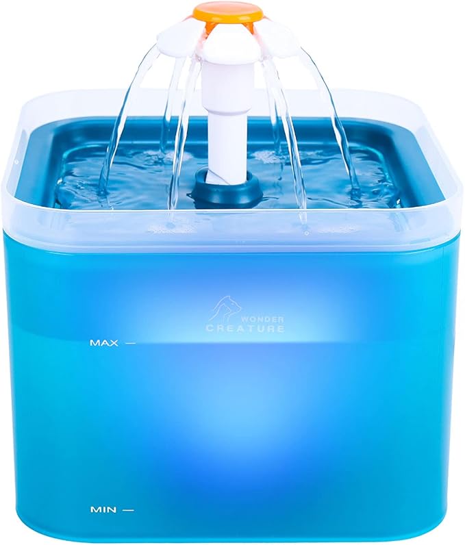 Cat Water Fountain, 67oz/2L Automatic Cat Drinking Fountain, Pet Water Dispenser with LED Light and Filter for Cats and Small Dogs (Green)