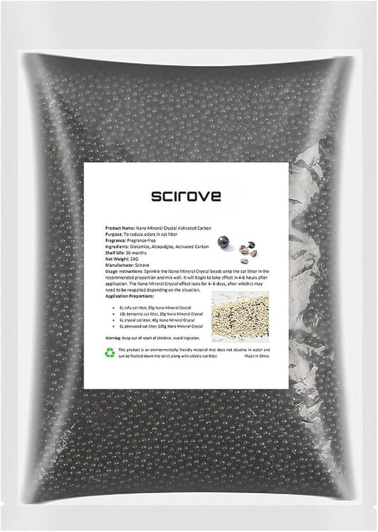 2kg Nano Mineral Crystal Activated Carbon Deodorizing Beads | Targeted Cat Litter Box Odor Control | Pet Odor Absorber for Ammonia, Urine & Waste Smells | Easy 50g/6L Litter Ratio, Long-Lasting