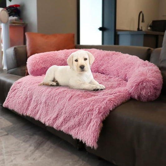 Tinaco Luxurious Calming Dogs/Cats Bed Mats, Dog Pad Washable Removable Couch Cover, Plush Long Fur Mat for Pets, Waterproof Lining, Perfect for Small, Medium and Large Dogs and Cats (Pink, 36"x31")