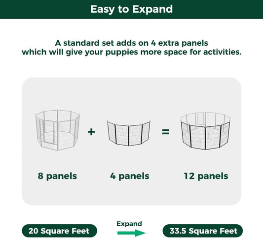 FXW Rollick Unleashed Dog Playpen for Indoor, Yard, RV Camping, 45 inch 4 Panels for Large Dogs, Black│Patented