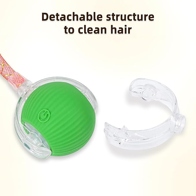 Interactive Cat Toy Ball for Indoor Cats, 2025 New Fast Self Rolling Ball Cat Toy on Carpet, Smart Interactive Automatic Cat Toy Ball for Gifts, Moving Cat Toy with Elastic Mesh Tail(Green)