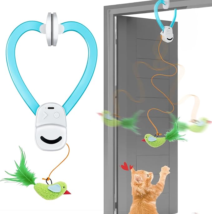 Interactive Cat Toys for Indoor Cats Automatic Electric Flying Bird Feather Cat Toy - Best Kitten & Adult Cat Enrichment Toy Hanging Electric Kitty Toys for Bored Cats