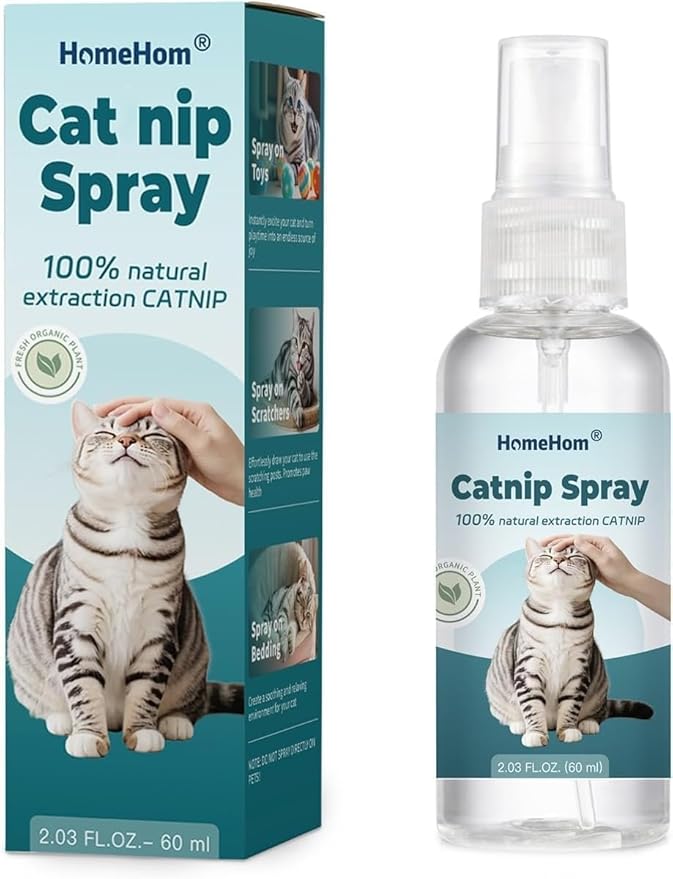 Organic Extra Strength Catnip Spray for Cats & Kittens - Highly Potent Calming Spray, Stress Relief Indoor Cats, Renews Toys & Scratchers，Natural Mess-Free Formula + Potent Catnip (2 oz)