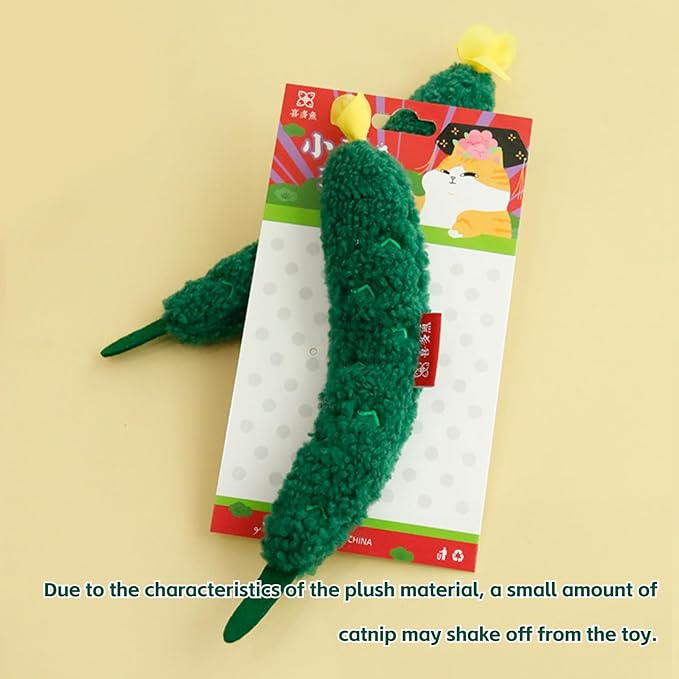 Cat Plush Toy Realistic Vegetable Set Cucumber Radish Shapes Sound-Making Plush Felt Fabric Catnip Crinkle Paper Dog Cat Accessories Pet Gifts for Christmas (Cucumber 2pcs)