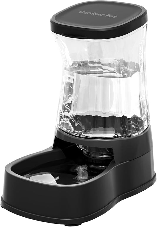 Gardner Pet Automatic Gravity Water Dispenser for Dogs, 1.0Gallon 100% BPA-Free Dog Water Bowl Dispenser, Pet Water Fountain Dispenser with Sponge Filter for Small&Medium Dogs, Cats, Puppies(Black)