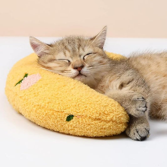 Cat Pillow, Small Pet Sleeping Pillow U-Shaped Ultra Soft Fluffy Cat Pillows for Indoor Cats Dog Neck Pillow Small Pet Toys Yellow
