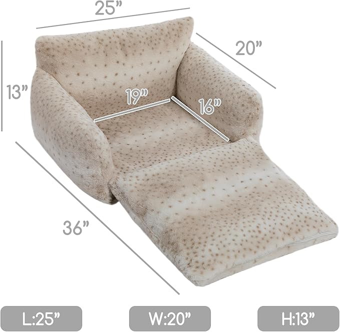 Hollypet Cat Bed Fluffy Plush Mutifuctional Double-Layer Soft Pet Couch Orthopedic Sofa Nest Beds for Small Cats and Dogs, Leopard (25x20x13 inch)