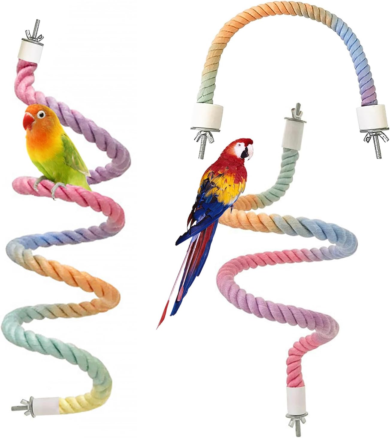 3pcs Gradient Colorful Bird Rope Perch Stand,Bird Cage Climbing Rope Toys Accessories,Bendable Climbing,Parakeet Lovebirds Cockatiels Budgies Play (15.7'',23.6'',39.3''B)