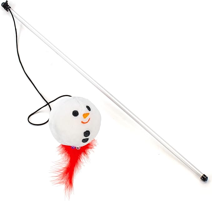 Giftable World Holiday Plush Pet Toy Fun for Christmas Designs Cat Play Toy (Penguin & Snowman Wand)
