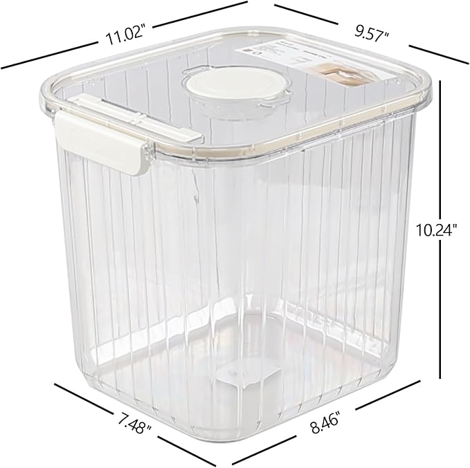 22 Lbs Large Rice Storage Container with Measuring Cup, Clear Pets Food Bin with Seal Locking Lid, Dry Food Flour Bin for Rice, Flour, Pet Food, Baking Supplies