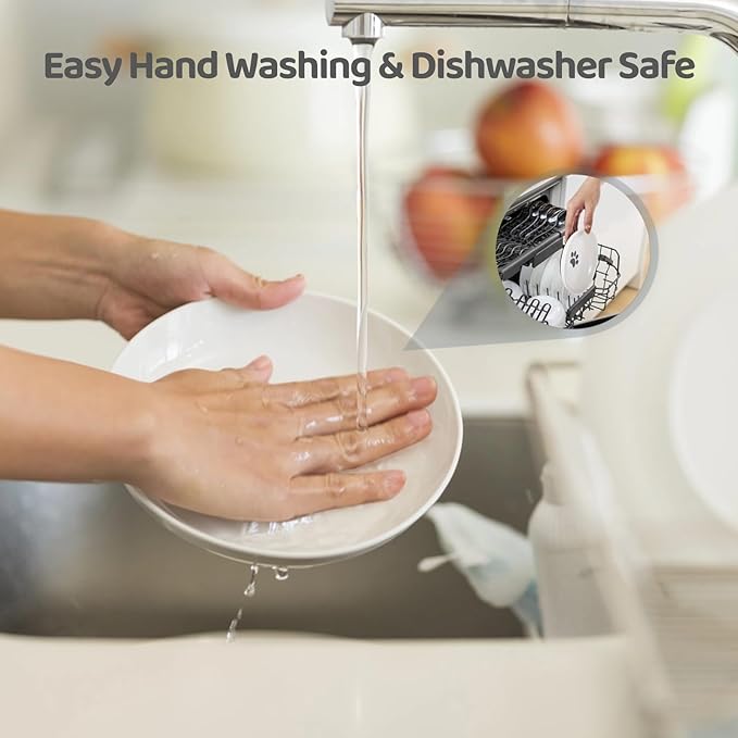 Dorakitten Ceramic Cat Bowls 6 Pack, No Whisker Fatigue Wide Shallow Cat Dishes with Non-Slip Silicone Bottom, Pet Food & Water Plates, 5.9 Inches Diameter