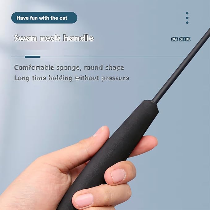 Interactive Cat Wand Toy with Cat Dancer, Retractable Feather Fox Tail Teaser for Indoor Cats, Enrichment Play Kittens to Senior Cats (Soft Pink)