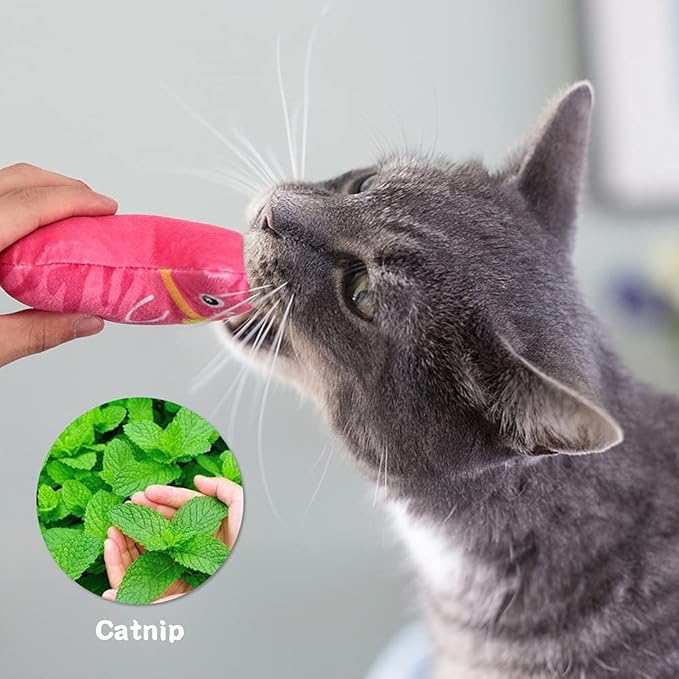 AWOOF Catnip Toys for Indoor Cats, Natural Catnip Cat Toys Kitten Toys - 8 PCS Fish Cat Toys Set for Boredom