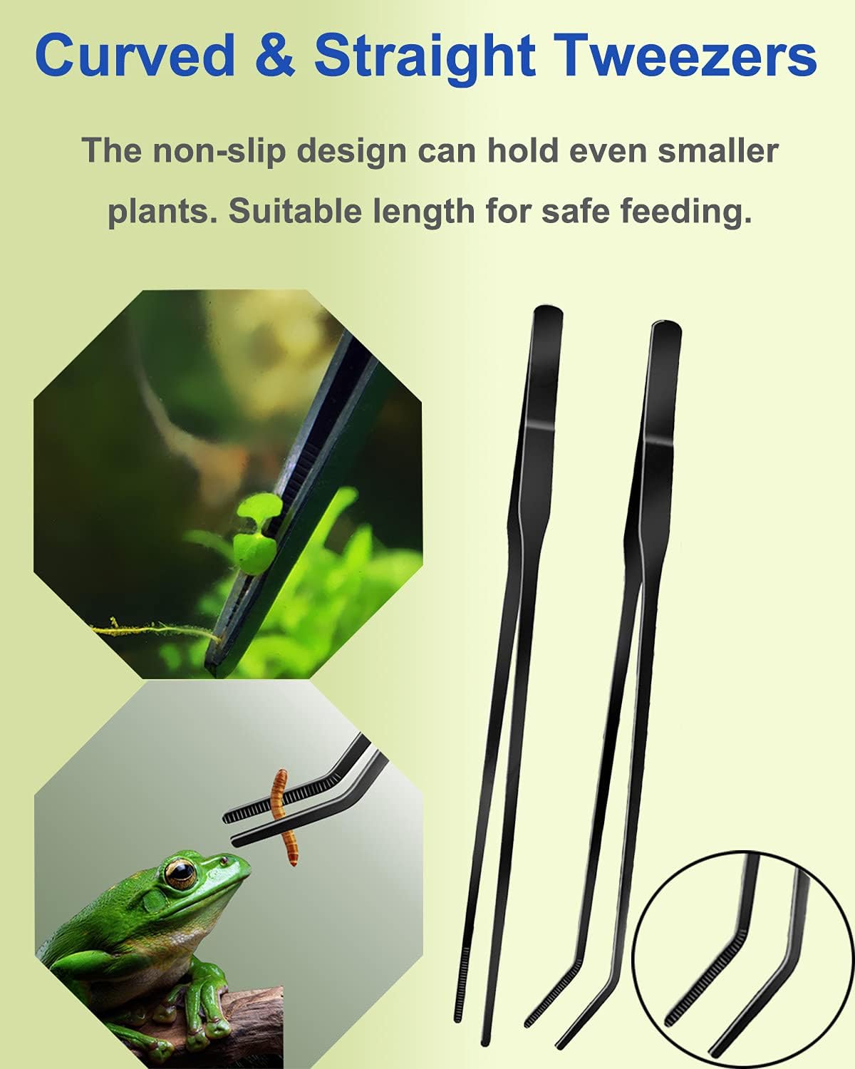 4Pcs Aquascaping Tools Kit, Long Stainless Steel Aquarium Plant Tools with Black Anti-rust Coating, Aquarium Tweezers, Scissors, and Scrapers for Aquascaping Cleaning（Magnetic Tool Holder）