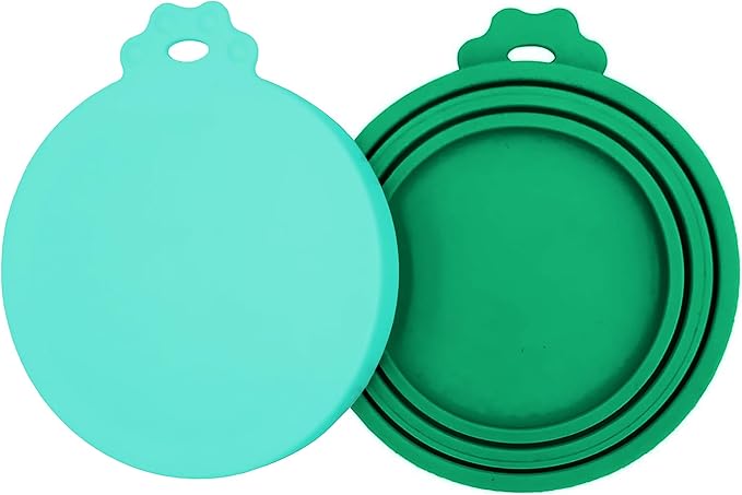 2 Pack Pet Food Cans Lids, Silicone Food Can Covers for Dog and Cat, BPA Free/Food Safe/Universal, One Fit Most Standard Size Food Can Top Teal/Dark Green, CWGTG01