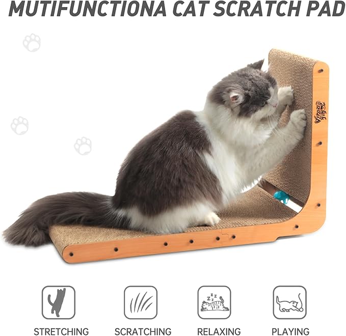 Cat Scratcher, Vertical Cat Scratching Board, 23.6 Inch L Shape Cat Scratch Pads Wall Mount Cat Scratchers for Indoor Cats