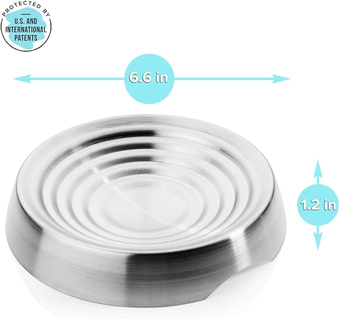 CatGuru Cat Bowls, Whisker Friendly Cat Food Bowl for Indoor Cats, Reliefs Whisker Fatigue, Wide Pet Bowl, Non Slip Pet Feeding Bowls, Shallow Kitten Dish (Set of 2, Stainless Steel)