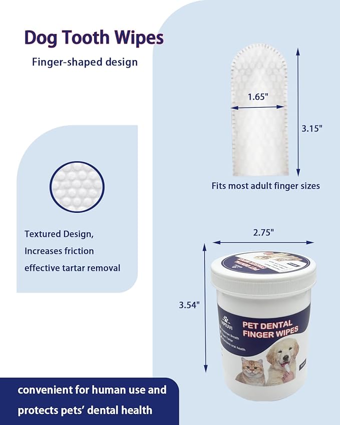 Dog Dental Wipes – Pet Teeth Cleaning Finger Pads for Dogs & Cats, 50 Count – Remove Plaque & Tartar, Freshen Breath, Easy Oral Care, Tea Polyphenol Formula