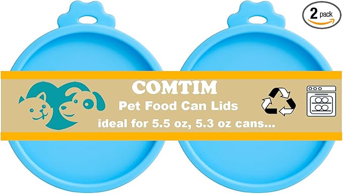 COMTIM Cat Food Can Covers Lids for 5.5 oz Cans, 2 Pack Silicone Cat Food Can Lids for 5.5 oz 5.3 oz Cans...Pet Food Can Covers Reusable Can Toppers Savers for Wet Food