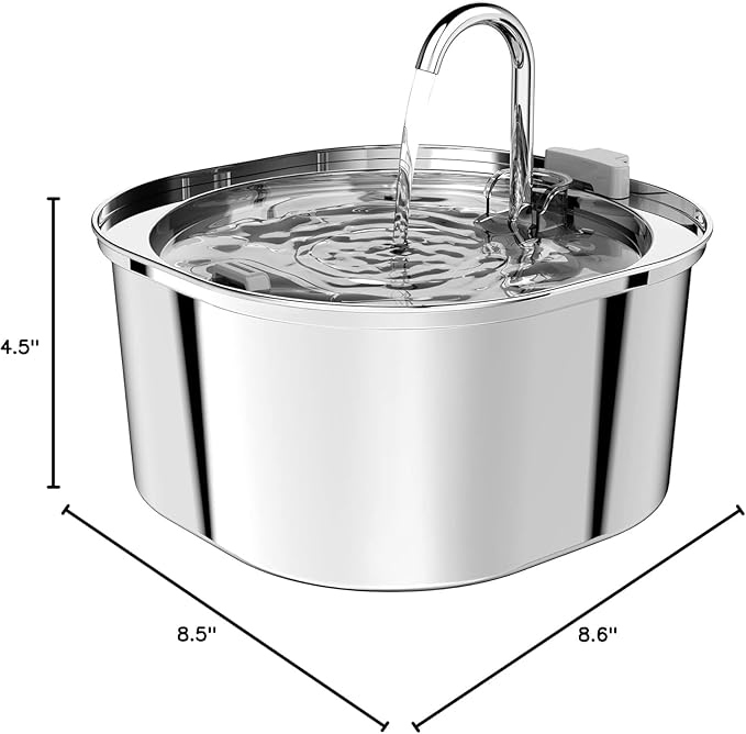Cat Water Fountain, 3.2L/108oz Stainless Steel Pet Water Fountain for Cats/Dogs Indoor, Dog Drinking Dispenser Metal Kitty Spout with 3 Replacement Filters