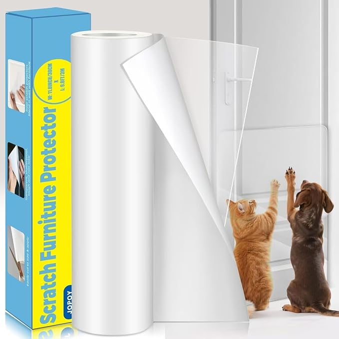 Cat Scratch Furniture Protector: Cat Anti Scratch Tape - Door Protector from Dog Scratching - Clear Training Self Adhesive Tape for Carpet, Sofa, Couch, Door (Transparent, 7.87" x 9.8FT)