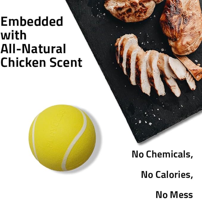 Playology Dog Toys | Squeaky Chew Ball - Squeaky and Bouncy Durable Floating Fetch Ball for Dogs | Medium Cheddar Cheese Scented Toy - Easy to Clean and Made from Non Toxic Materials