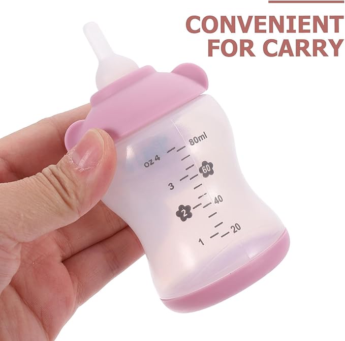 Small Pet Nursing Bottle Kit, 80ml Pink Kitten and Puppy Feeding Bottle with Accurate Scale, Reusable PP and Silicone Nursing Bottle for Newborn Kittens Puppies Rabbits Small Animals