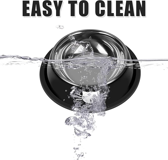 2 Pcs Non-Slip Stainless Steel Small Cat Food Bowls - Unbreakable, 13 Oz, Suitable for Indoor Small Pets - Removable Rubber Base, Easily Clean, Lovely Color