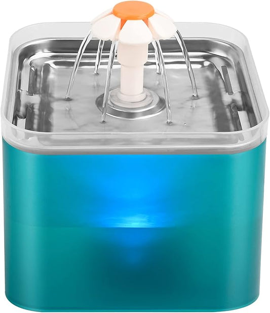 Cat Water Fountain Stainless Steel: Flower Cat Fountain for Drinking - Metal Water Fountain for Cats - Premium Pet Waterer Fountain 304 Stainless Steel - AONBOY Cats Drinking Fountain for Small Dogs