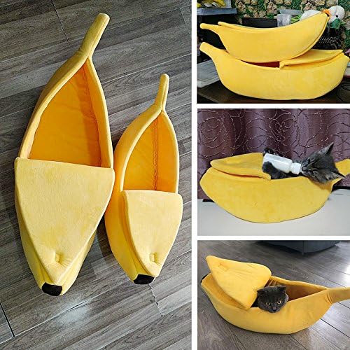 · Petgrow · Cute Banana Cat Bed House Medium Size, Christmas Pet Bed Soft Cat Cuddle Bed, Lovely Pet Supplies for Cats Kittens Rabbit Small Dogs Bed,Yellow