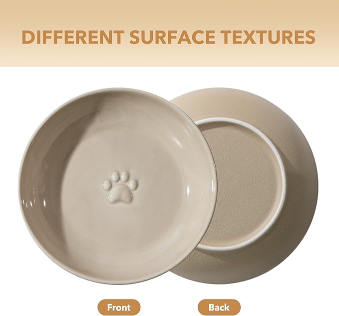 5.7'' Ceramic Wide Whisker Friendly Cat Dishes, Set of 3 Ceramic Cat Bowls, Indoor Kitten Feeding Food& Water Dish to Prevent Whisker Fatigue(3 Pcs)