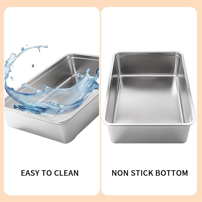 Yangbaga Extra Large Stainless Steel Litter Box, 28’’ x 20’’ x 8’’ Ultimate Metal Cat Litter Box with High Sides, Sturdy Long-Lasting Litter Pan with Anti-Slip Rubber Feet