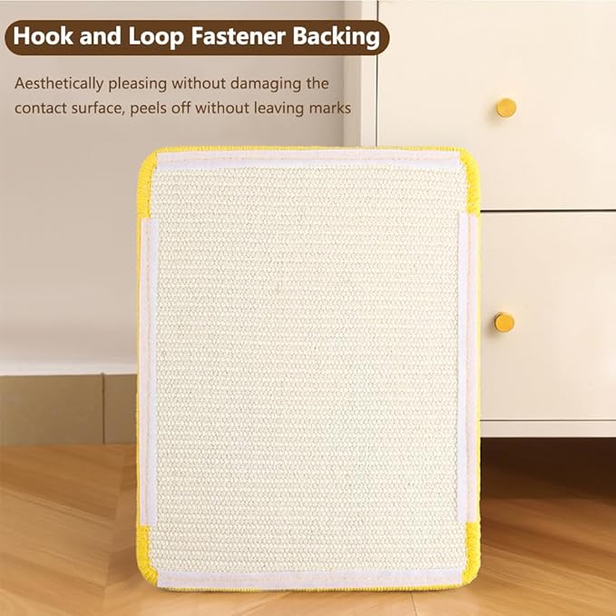 Sisal Cat Scratching Mat – Anti Scratch Furniture Protector for Walls, Couches, Cabinets, Doors & Carpet, 15x11.8 Inch, Shedding-Resistant Cat Scratcher with Hook and Loop Fastener (Flower Field)