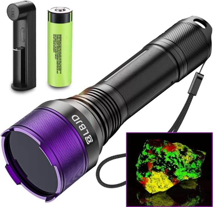 365NM UV Blacklight Flashlight, Professional 4-Core High-Intensity Filtered LED, High Capacity of Battery, Ultra-Long Range Beam for Yooperlite Hunting, Scorpions, Pet Urine, Resins, Counterfeit Money