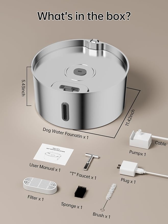 Dog Water Fountain for Large Dogs, 7L/236oz/1.8G Stainless Steel Dog Fountain, Large Automatic Pet Drinking Bowl Dispenser with Quiet Pump, Multiple Filtration, Dual-Stream for Cats and Dogs Indoor