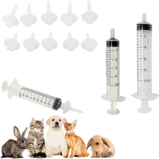 Artecare 10 Pcs Kitten Feeding Nipples and Nursing Syringe,Pet Nursing Nipples with Syringes,Nipples for Puppies Nipple for Kittens,Reusable for Newborn Kittens, Puppies, Rabbits,Small Animals