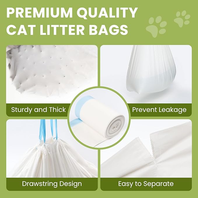 15 Count Cat Litter Box Liners 100% OK Compost Home Certified, 38" x 18" Litter Box Liners for Automatic Litter Robot 4/3,Heavy-Duty, Extra Thick,Jumbo Size