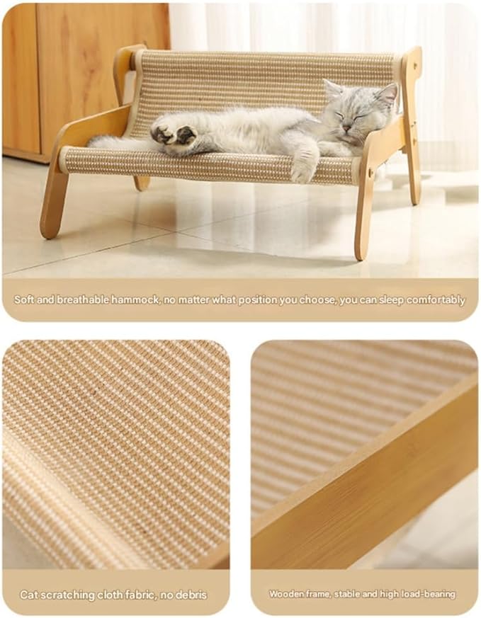 Mellowkin Cat Scratcher Couch, The Claw Lounge for Cats, Durable Wavy Rocker Bed and Lounger, Breathable Pet Hammock Seat, 2-in-1 wear Resistant Scratching Sisal Chair with Replace Pad (B Style)