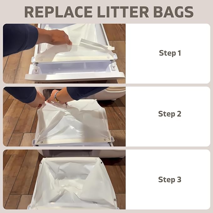 100 Pack Cat Litter Bags for PetSnowy Snow+ Cat Litter Box, Heavy Duty Tear and Leak Resistant Litters Bag, Self-Sealing Waste Drawer Liner Bags for PetSnowy (100)