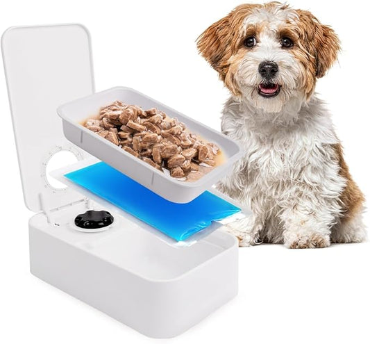 ALL FOR PAWS Automatic Cat Feeder Wet Food Dispenser - 1 Cup Compartment, 300ml Capacity Each, Includes Ice Pack, Dishwasher Safe Removable Trays (1 Meal)