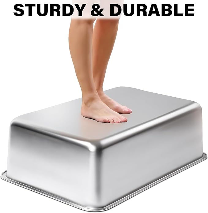 Stainless Steel Litter Box 2 Pack, 23.6x15.8x8 Inch(Deep) Stainless Steel Cat Litterbox XXL with High Sides, Non Stick No Smell Easy Clean Jumbo Metal Litter Boxes for Big/Fat Cats