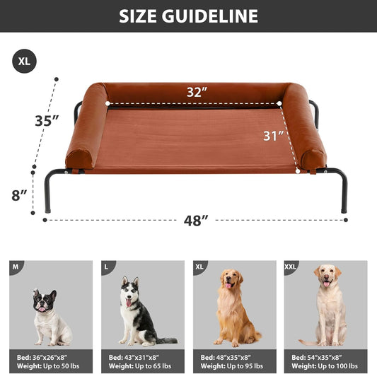 RRPETHOME Large Elevated Cooling Dog Bed, Raised Dog Cot Beds for Large Dogs, Elevated Outdoor Pet Bed, Chew Proof Portable Cooling Pet Cot with Skid-Resistant Feet and Breathable Mesh