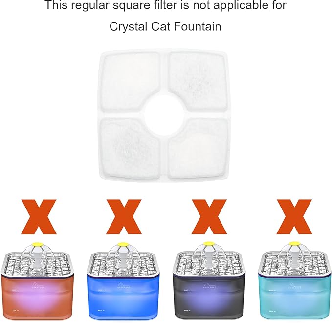 Wonder Creature Cat Water Fountain Filter, Square Cat Fountain Replacement Filters, 8 Carbon Filters Pack