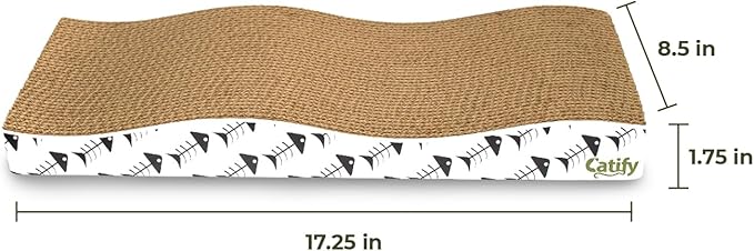 Best Pet Supplies Cat Scratcher, Wave Shaped Reversible Cardboard, Claw Safe, Durable, Natural Recycled Materials, Supports Active Play, Pack of 2