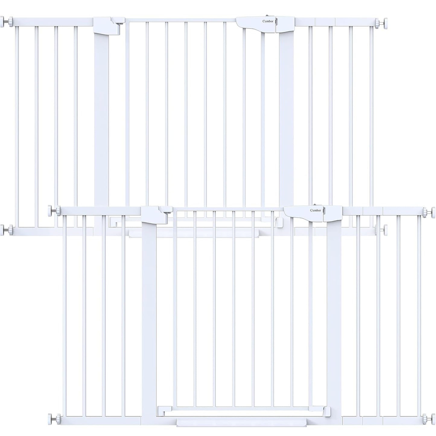Cumbor 2 Pack 29.7-54.2" Baby Gate for Stairs, Mom's Choice Awards Winner-Auto Close Dog Gate for Doorways, Easy Install Pressure Mounted Pet Gate Indoor, Wide Safety Gate for Dog, White