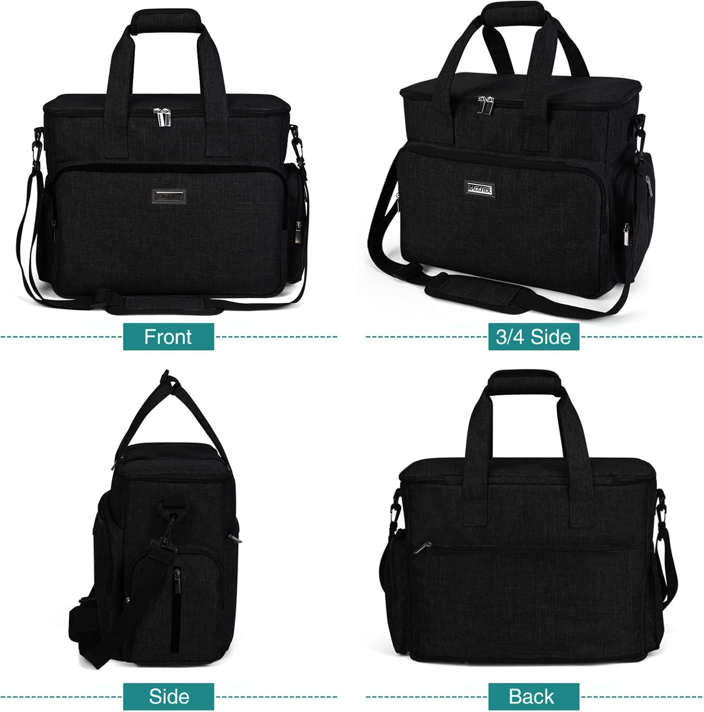 BAGLHER Dog Travel Bag, Airline Approved Pet Tote Organizer with Multi-Function Pockets, 2 X Food Storage Containers and 2 X Collapsible Dog Bowls, Perfect Weekend Pet Travel Set for Dog, Cat Black