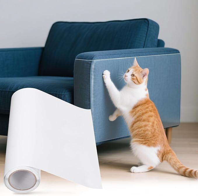 uxcell Anti Cat Scratch Furniture Protector, 2 Rolls 118" x 11.8" Single-Sided Sticky Couch Protector from Cat Claws, Clear Protectors from Cats Scratching for Sofa Corners, Walls, Doors