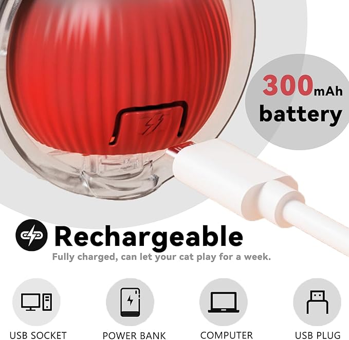 Interactive Cat Toys for Indoor Cats, Automatic Cat Toy with Elastic Mesh Tail, Electric Rolling Ball on Carpet, Chirping and Motion Activate Cat (Green)