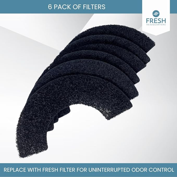 6-Pack Activated Carbon Filters for Litter Box - Unscented Pre-Cut Activated Carbon Filter Replacement - Absorbs Odors and Dust - Compatible with Litter Robot 4 Model, Made in USA