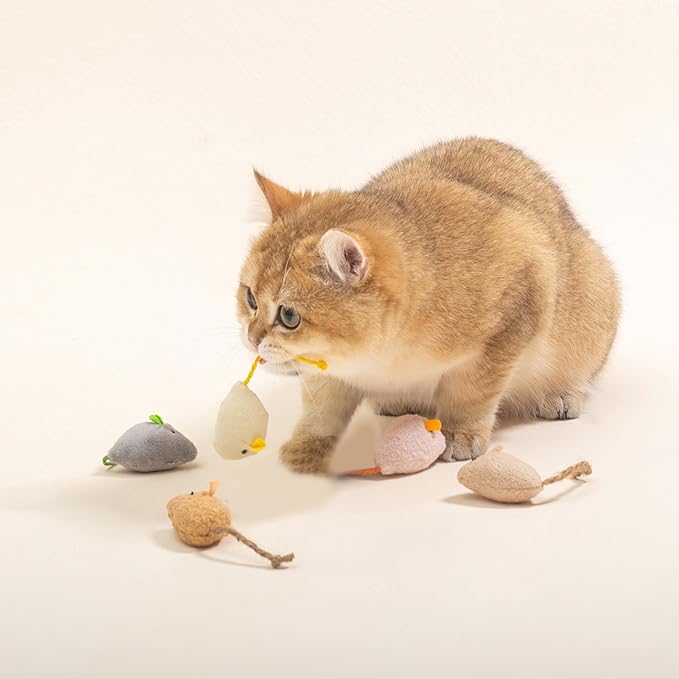 Shudyear cat Toys 5pcs Mouse Toys, Interactive Catnip Animal Toys for Indoor Kittens to Eliminate Boredom for Bored Indoor Cats (10pc)